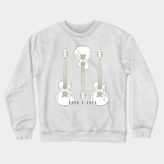 WHITE GUITAR CLASSIC ROCK N ROLL MUSIC Crewneck Sweatshirt by DAZu